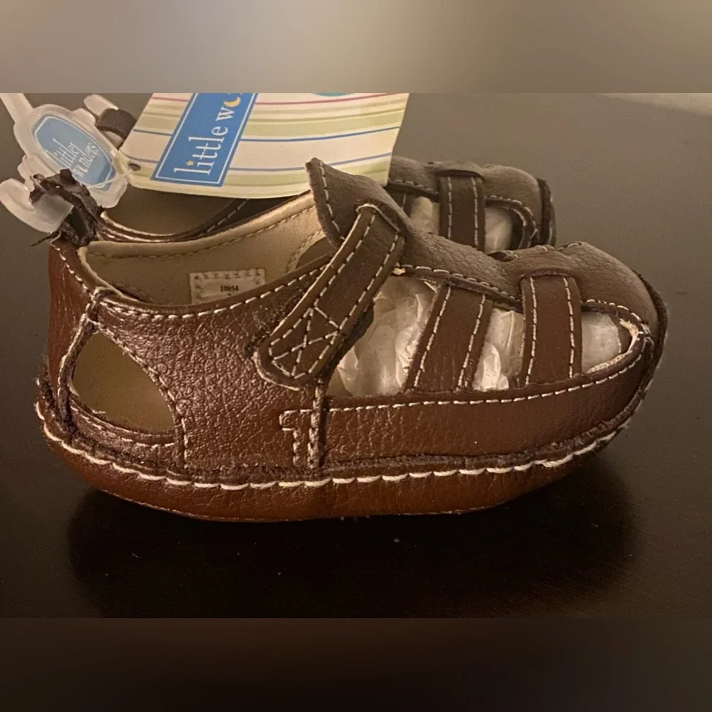 Little Wonders Brown Leather Baby Sandals | Fisherman Sandals Infant Shoes | NWT